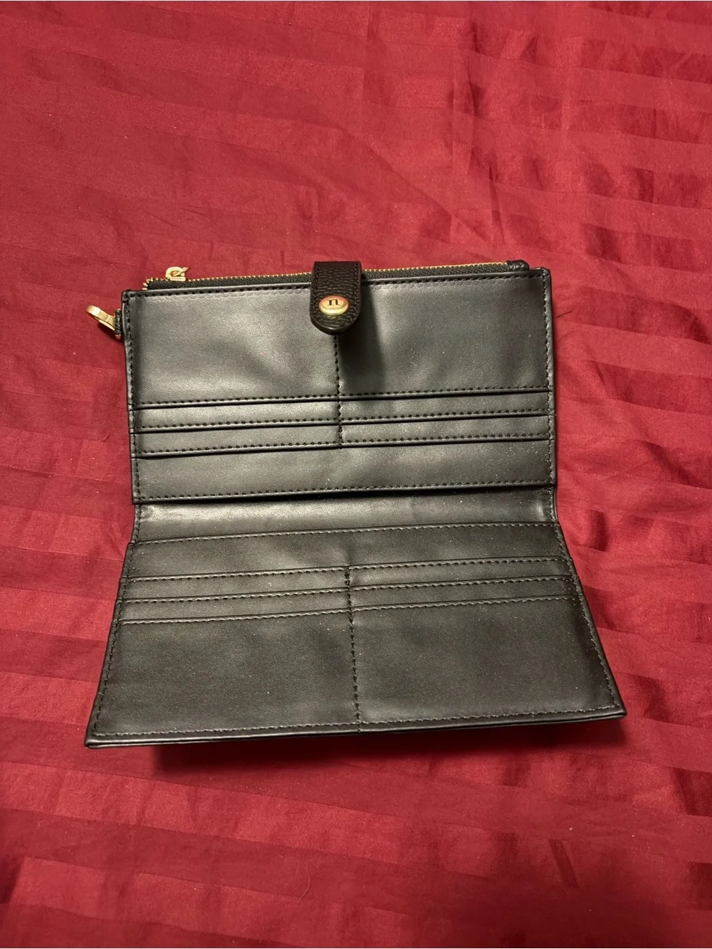 Nanette Lepore Black Wristlet Card Holder with Gold Accents